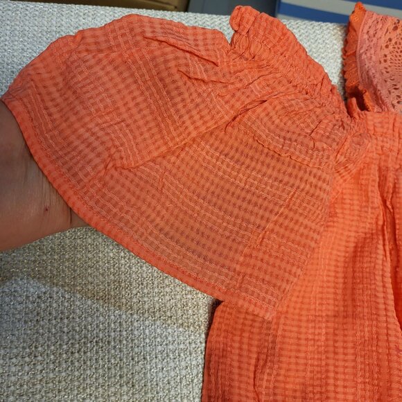 Sunkist Gingham Embroidered  Sleeveless Dress With Ruffle Straps Anthropologie - Picture 4 of 16